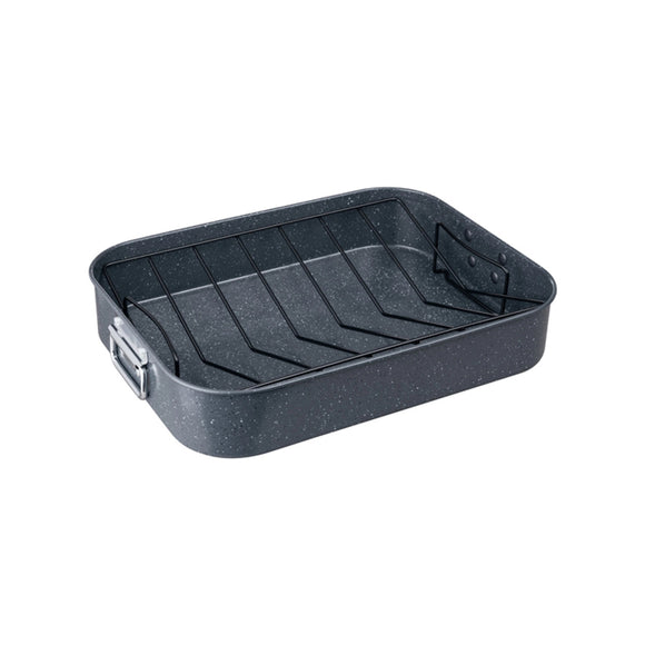 Denby Quantanium Finish Roasting Tray With Rack close front view