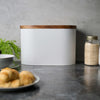 Denby White Bread Bin With Acacia Lid living view
