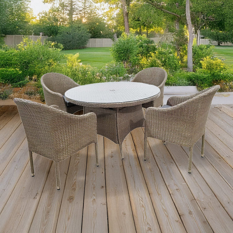 Denver 4-Seater Round Dining Set – Garden Dining Table & Chairs