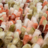 Brink & Campman Dots Shaggy Rug Pumpkin close-up view picture of the pile color palette