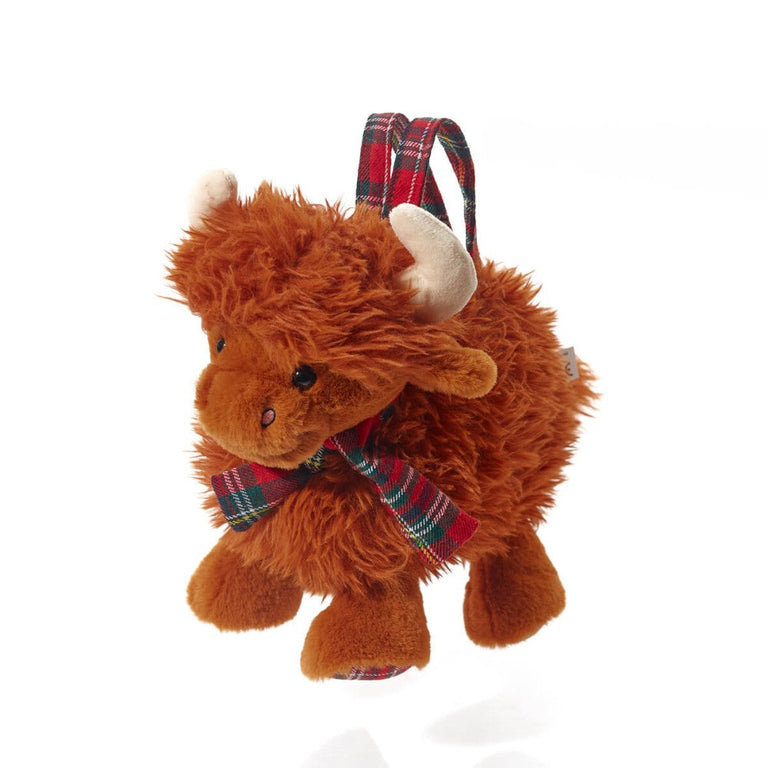 Dougal Highland Cow Plush Bag with Tartan Handle