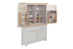 Doune Larder Cabinet Taupe picture with opened door on the sideboard