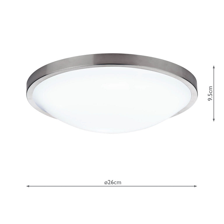 Dover Bathroom Flush Satin Chrome White Acrylic - Bathroom Lighting