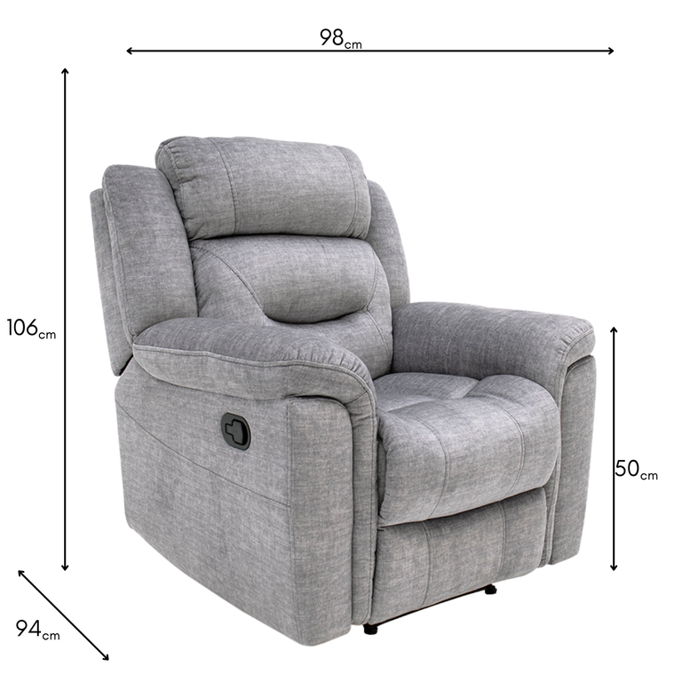 Dudley Reclining Chair Grey - Recliner Chair for Living Room