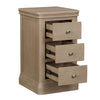 Dursey narrow natural bedside table shown from the side (3)