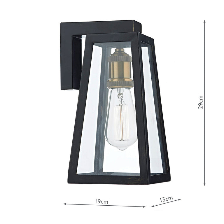 Duval Outdoor Wall Light Black Glass IP43 - Vintage Wall Lamp Fitting