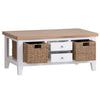 White coffee table designed for ample storage and style.