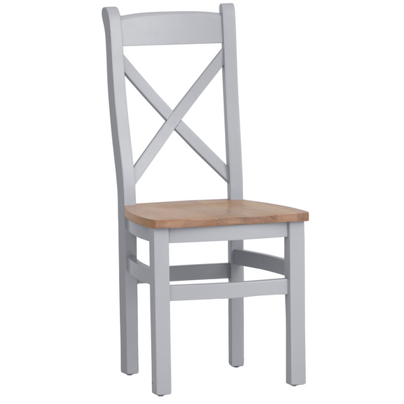 Contemporary Grey Cross Back Dining Chair for Modern Dining Spaces.