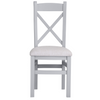 Elegant Grey Cross Back Dining Chair in Soft Fabric for Comfort.