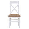 Elegant dining chair with a white finish.
