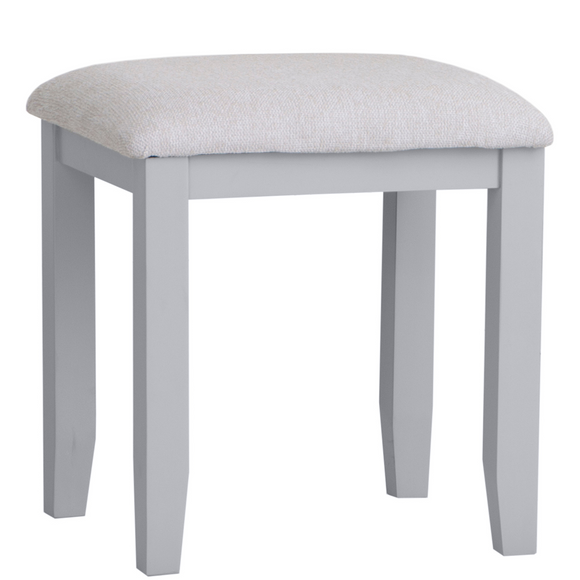 Upgrade your vanity with a stylish grey stool.