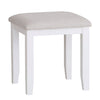 Enhance your vanity with a stylish white dressing stool.