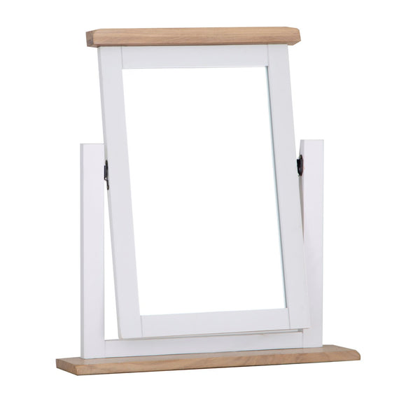Upgrade your beauty routine with a sleek white vanity mirror.