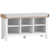 Modern white hall bench for stylish entry spaces.