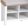 Versatile white bench crafted for entryway comfort.