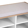 Stylish white hall bench for organized entry spaces.