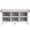 White hall bench for contemporary entryways.