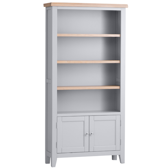 Modern Grey Bookcase: Sleek Storage Solution.