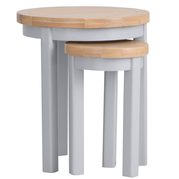 Modern Grey Round Nesting Tables for Stylish Living.