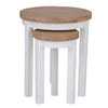Contemporary round nest of tables in white.