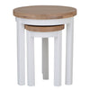 White round nesting tables for modern living.