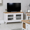 Clean lines and modern appeal in this standard white TV stand.