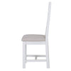 Classic white chair with ladder-back detail.