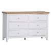 Upgrade your storage with a wide and sleek white dresser.