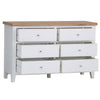 Elegant and practical, the white wide drawer chest complements any space.