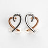 Polished Two Tone Layered Heart Earrings in silver and gold