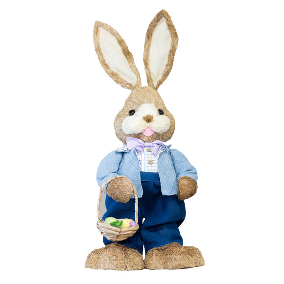 Easter Bunny Boy With Basket 96 cm figurine for Easter decoration

