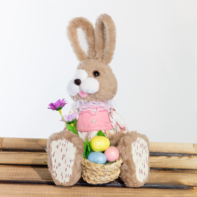 Easter Bunny Sitting With Basket Girl 23 cm