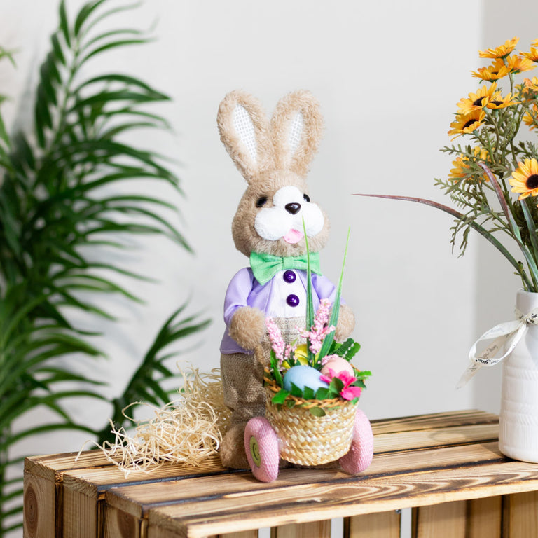 Easter Bunny With Cart Boy 30 cm - Easter Decoration Centrepiece
