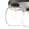 Edaline 3 Light Bathroom Flush Light Matt Black close view picture of the shade