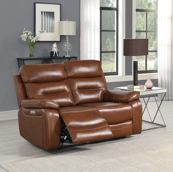 Egan 2 Seater Sofa Electric Recliner Bison Saddle life style picture with reclined seat