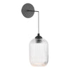 Eileen Pendant/Wall LED Light Black/Ribbed Glass fitted as wall light