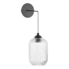 Eileen Pendant/Wall LED Light Black/Ribbed Glass with a clear ribbed glass shade