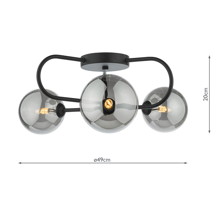 Eissa 3 Light Semi Flush Matt Black - Modern Lighting Collection