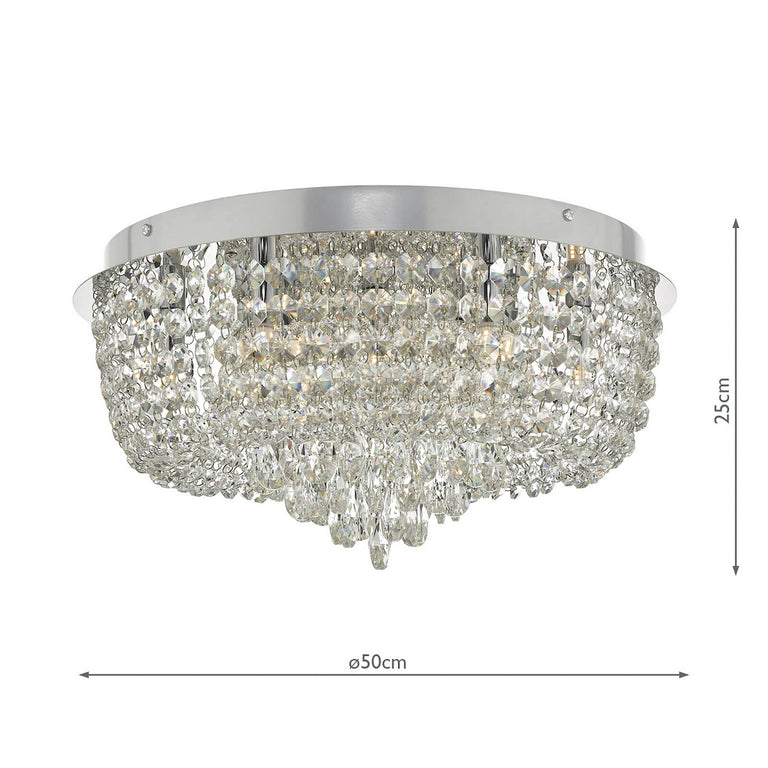 Eitan 9 Light Flush Crystal - Polished Chrome Home Decor Lighting