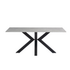 Elegant rectangle dining table with sintered stone top.
