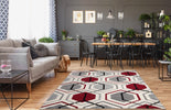 Elise Geometric Rug Cream-Red life style picture