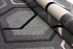 Elise Geometric Rug Silver close view picture of the pile height