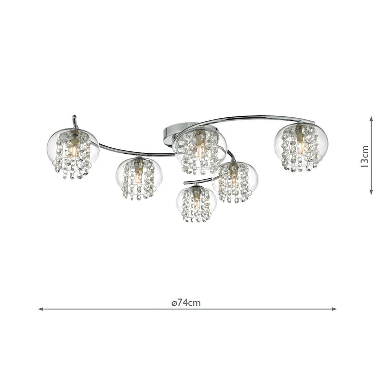 Elma 6 Light Semi Flush Polished Chrome - Stylish Ceiling Lighting