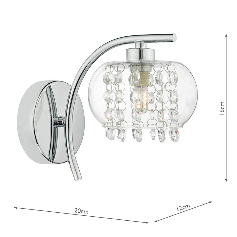 Elma Wall Light Polished Chrome - Glass Shade Wall Lamp