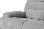 Eloise 2 Seater Sofa Recliner Grey close view picture of the padded armrest and lumbar support cushion