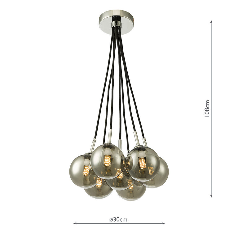 Elpis 7 Light Cluster Pendant Polished Chrome/Smoked Glass - Lighting