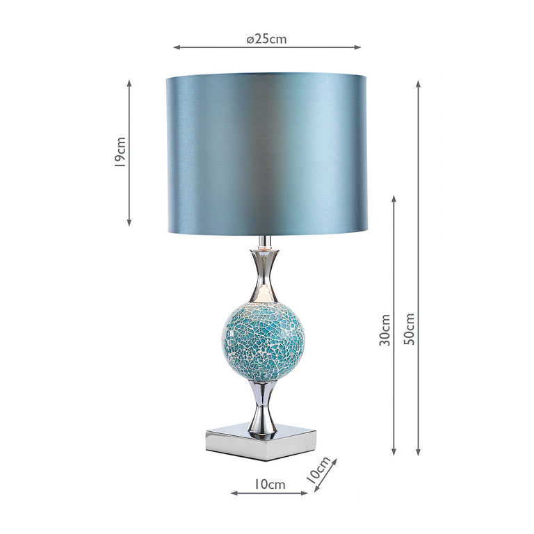 Elsa Table Lamp Polished Chrome Blue Mosaic - Stylish Home Lighting