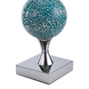 Elsa Table Lamp Polished Chrome Blue Mosaic close view picture of the square chrome base