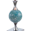 Elsa Table Lamp Polished Chrome Blue Mosaic close view picture of the blue mosaic body
