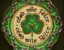 Embroidered Cead Mile Failte Plaque embroidery close up